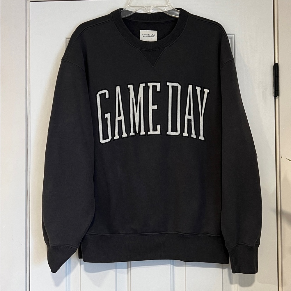 Abercrombie & Fitch Tailgate Sunday Crew Charcoal White Graphic Size Small - Picture 3 of 10